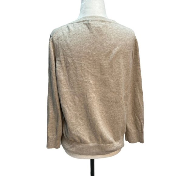 𝅺banana Republic Beige Cardigan Sweater 3/4 sleeve Beaded Front Size XL - Picture 4 of 10